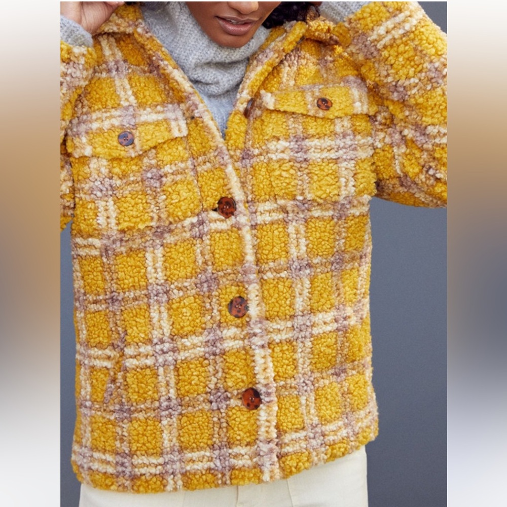 Anthropologie Driftwood Ryan Plaid Sherpa Jacket NWT Sz L